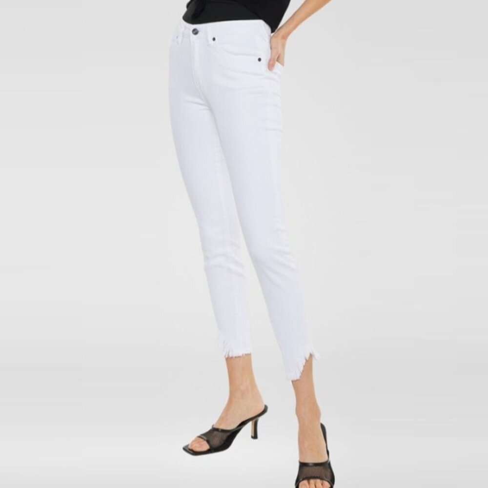 KanCan White Fray Hem Skinny